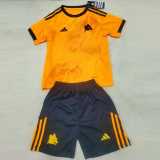 2025/26 Roma Away Orange Fans Kids Soccer jersey