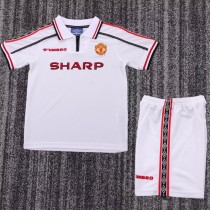 1998/99 Man Utd Away White Retro Kids Soccer jersey