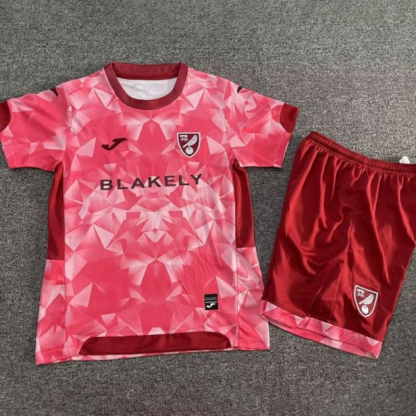 2025/26 Norwich City 3RD Red Fans Kids Soccer jersey