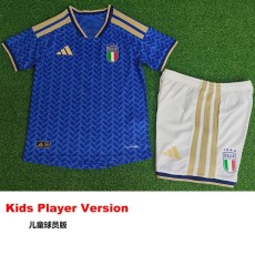 [PLAYER] 2026 Italy Home Blue Player Kids Soccer jersey