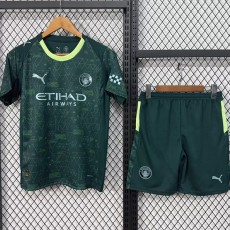 2025/26 Man City 4RD Green Fans Kids Soccer jersey
