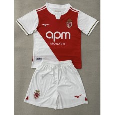 2025/26 Monaco Home Red Fans Kids Soccer jersey
