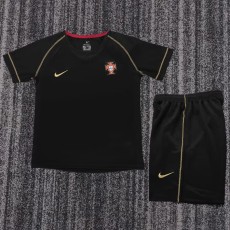 2006 Portugal Away Black Retro Kids Soccer jersey