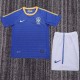 2010 Brazil Away Blue Retro Kids Soccer jersey