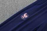 2025 France Dark Blue Half Pull Tracksuit