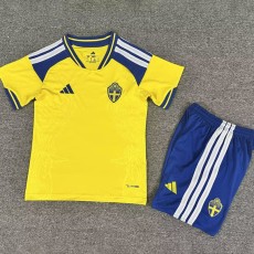 2026 Sweden Home Yellow Fans Kids Soccer jersey