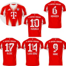 2025/26 Bayern Home Red Print Special Edition Number Fans Soccer jersey