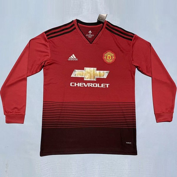 2018/19 Man Utd Home Red Retro Long Sleeve Soccer jersey