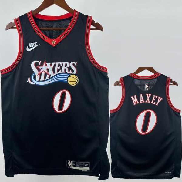 2025/26 76ERS MAXEY #0 Black NBA Jerseys