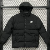 2025/26 Black Hooded Windbreaker Fabric Cotton Coat
