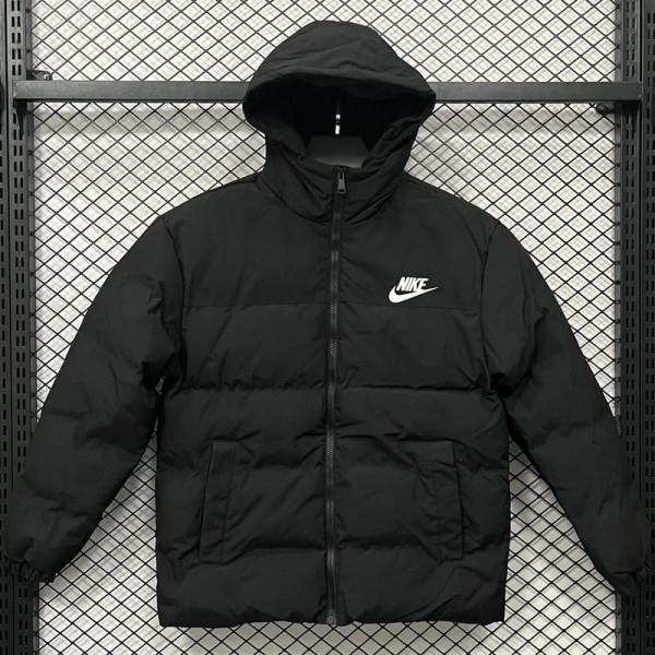 2025/26 Black Hooded Windbreaker Fabric Cotton Coat