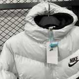 2025/26 White Hooded Windbreaker Fabric Cotton Coat
