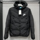 2025/26 Black Hooded Windbreaker Fabric Cotton Coat