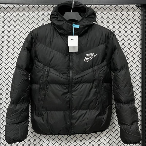 2025/26 Black Hooded Windbreaker Fabric Cotton Coat