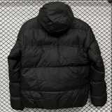 2025/26 Black Hooded Windbreaker Fabric Cotton Coat