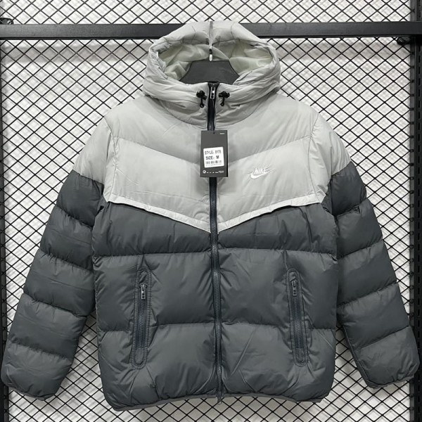 2025/26 Gray Hooded Windbreaker Fabric Cotton Coat
