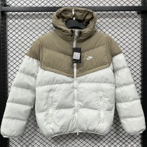 2025/26 White Hooded Windbreaker Fabric Cotton Coat