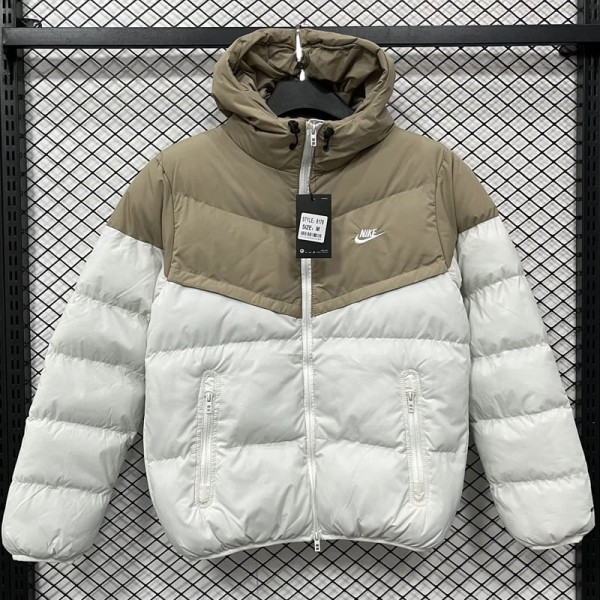 2025/26 White Hooded Windbreaker Fabric Cotton Coat