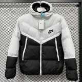 2025/26 White Hooded Windbreaker Fabric Cotton Coat