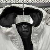 2025/26 White Hooded Windbreaker Fabric Cotton Coat