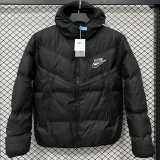 2025/26 Black Hooded Windbreaker Fabric Cotton Coat