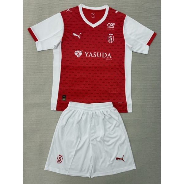 2025/26 Stade de Reims Home Red Fans Kids Soccer jersey