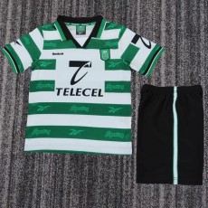 1999/00 Sporting Lisbon Home Green Retro Kids Soccer jersey
