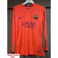 [PLAYER] 2014/15 BAR Away Orange Retro Player Long Sleeve Soccer jersey