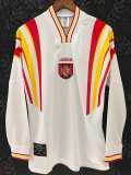 1996 Spain Away White Retro Long Sleeve Soccer jersey