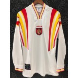 1996 Spain Away White Retro Long Sleeve Soccer jersey