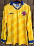 1994 Colombia Home Yellow Retro Long Sleeve Soccer jersey