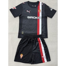 2025/26 Sporting de Gijon Away Black Fans Kids Soccer jersey