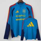 2026 Spain Blue Half Pull Training Shirts