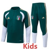 2026 Italy Green Kids Half Pull Tracksuit