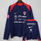 2026 Croatia Royal blue Half Pull Training Shirts