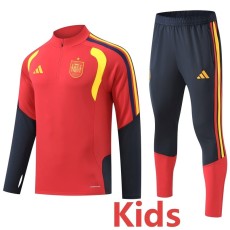 2026 Spain Red Kids Half Pull Tracksuit