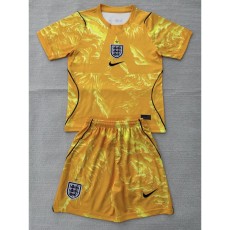 2026 England GKY Yellow Fans Kids Soccer jersey