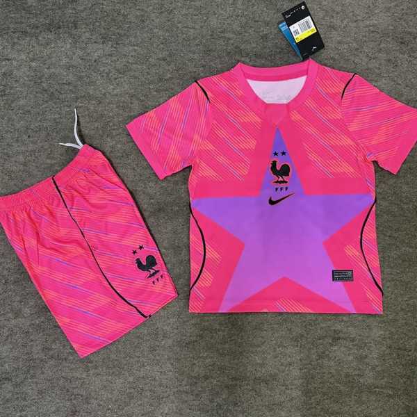 2026 France GKP Pink Fans Kids Soccer jersey