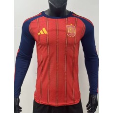 [PLAYER] 2026 Spain Home Red Player Long Sleeve Soccer jersey