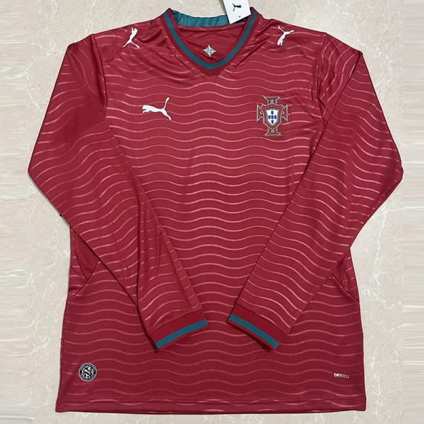 2026 Portugal Home Crimson Fans Long Sleeve Soccer jersey