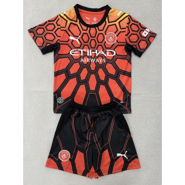 2026/27 Man City GKO Orange Fans Kids Soccer jersey