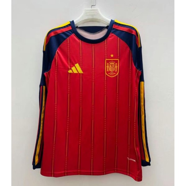 2026 Spain Home Red Fans Long Sleeve Soccer jersey