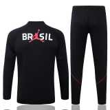 2026 Brazil Black Kids Half Pull Tracksuit