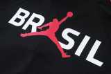 2026 Brazil Black Kids Half Pull Tracksuit