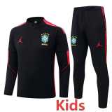 2026 Brazil Black Kids Half Pull Tracksuit