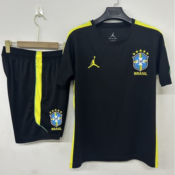 2026 Brazil Black Training Shorts Suit