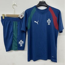 2026 Portugal Blue Training Shorts Suit