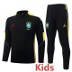 2026 Brazil Black Kids Half Pull Tracksuit