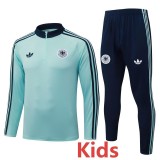 2026 Germany Light Green Kids Half Pull Tracksuit