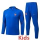 2026 France Blue Kids Half Pull Tracksuit